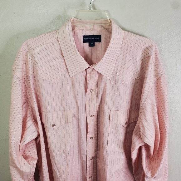 Vintage Panhandle Slim Mens Size 18 x 37 Button Down Western Shirt Pearl Snaps - Picture 2 of 16